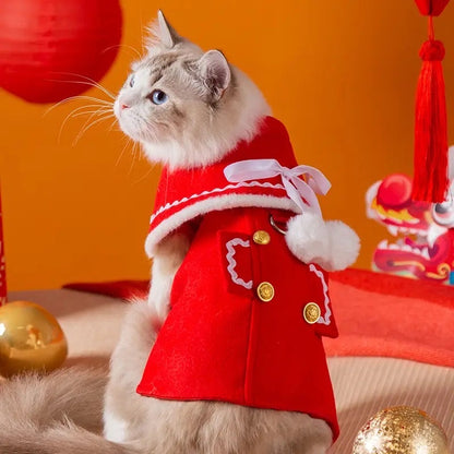 Mrs Claus Couture Dog Cloak | Holiday Outerwear Coat