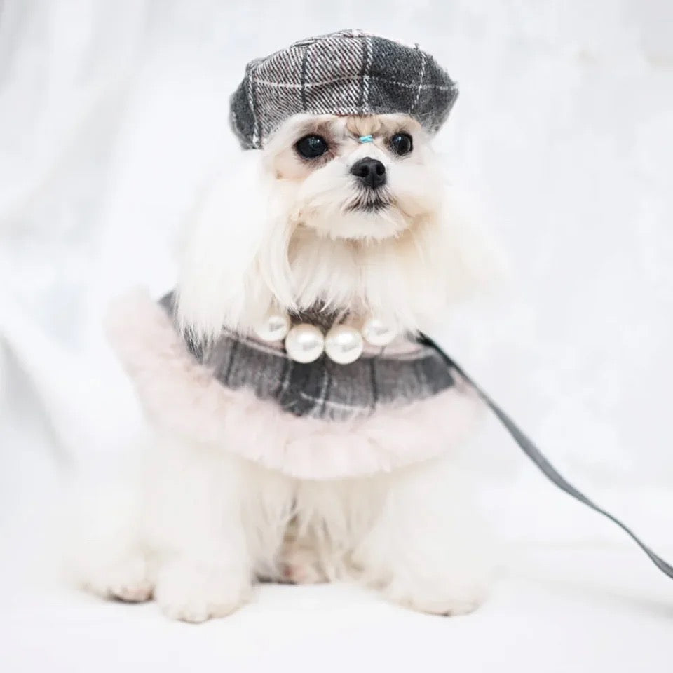 Ophelia Plaid Dog Harness Set | Outfit with Hat and Leash