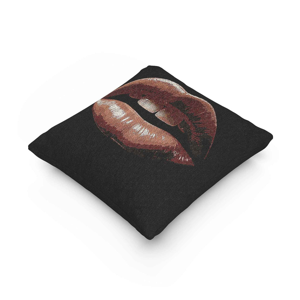 Kiss Design Woven Pillow | Lip Print Accent Pillow
