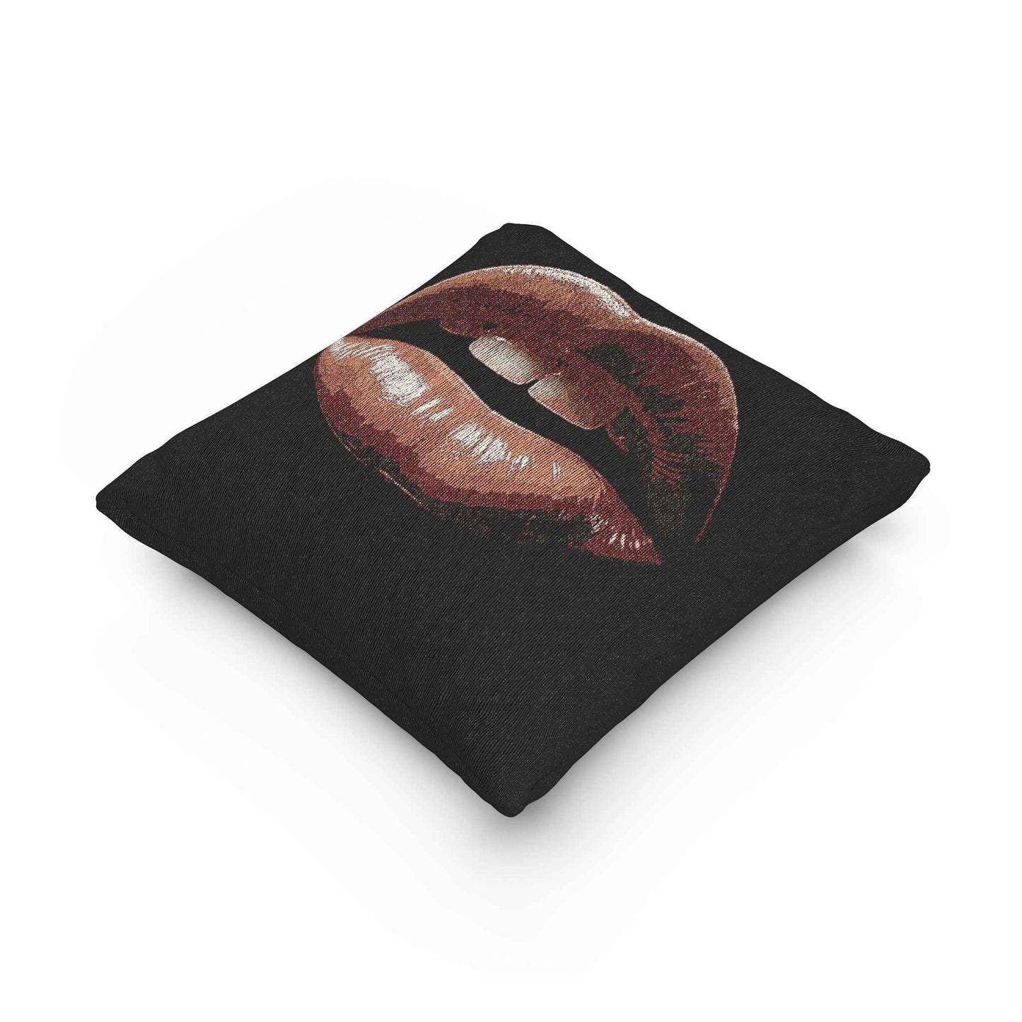 Kiss Design Woven Pillow | Lip Print Accent Pillow