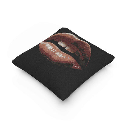 Kiss Design Woven Pillow | Lip Print Accent Pillow