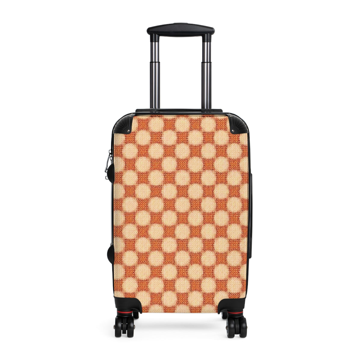 Retro Checkerboard Carry-On Suitcase — Vintage Orange Travel Luggage