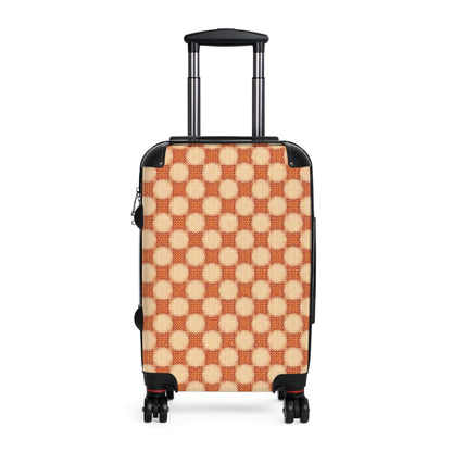 Retro Checkerboard Carry-On Suitcase — Vintage Orange Travel Luggage