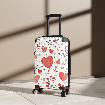 Heart Doodles Suitcase — Valentine Floral Travel Carry-On