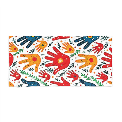 Beach Towel — Colorful Handprint Pattern Summer Beach Towel