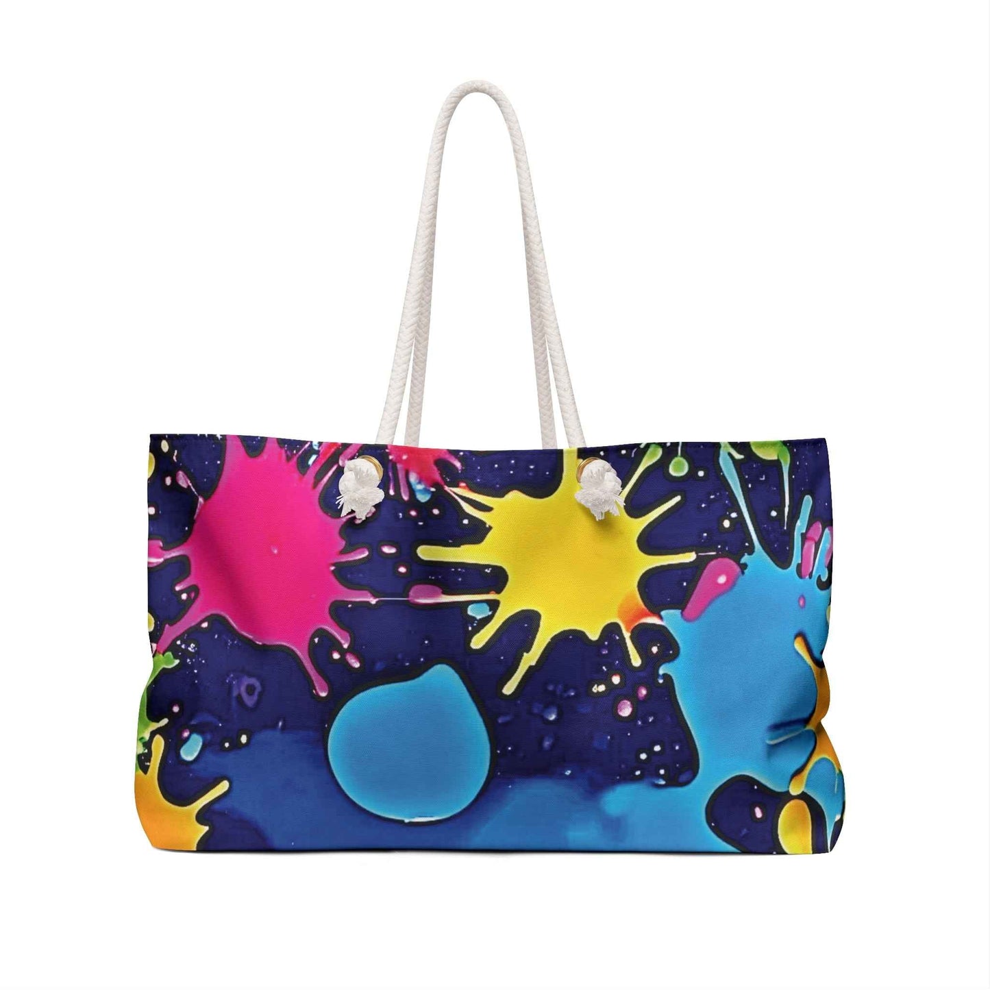 Colorful Paint Splatter Weekender Bag | Bright Splash Travel Tote | Large Tote Bag