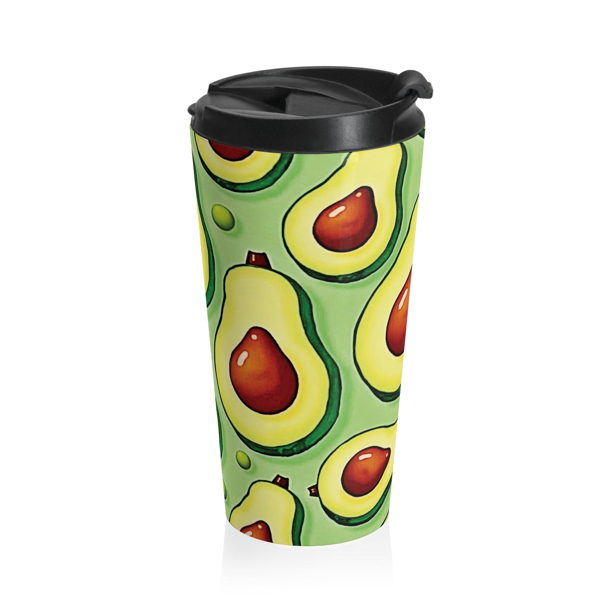 Avocado Pattern Stainless Steel Travel Mug — Reusable Insulated Coffee Tumbler