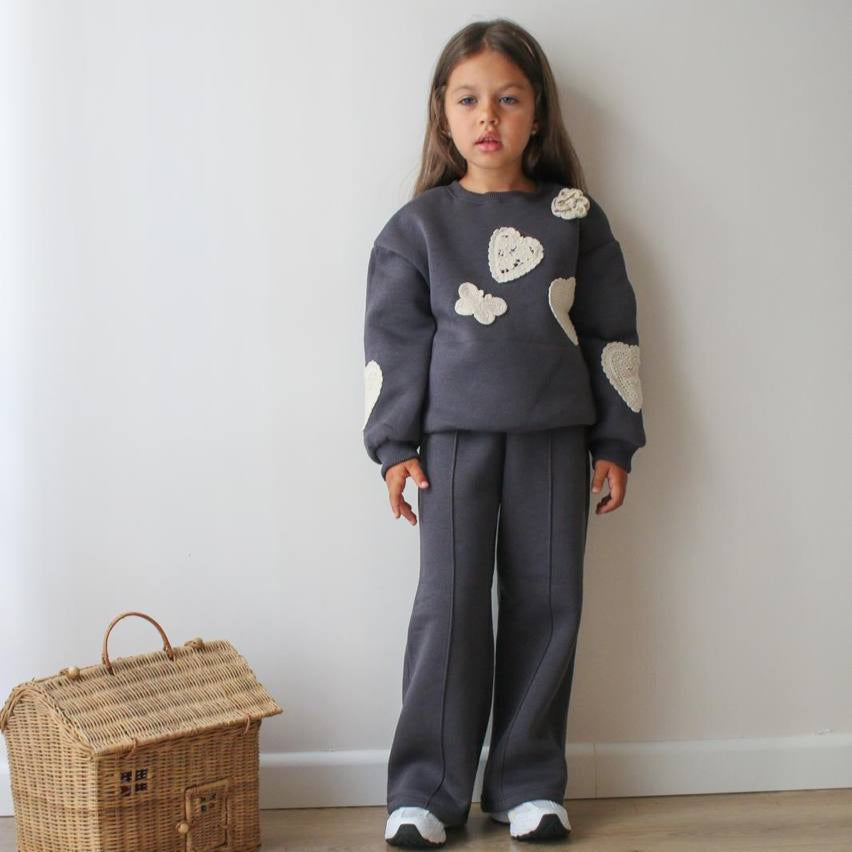 Lace Hearts Girls Casual Set