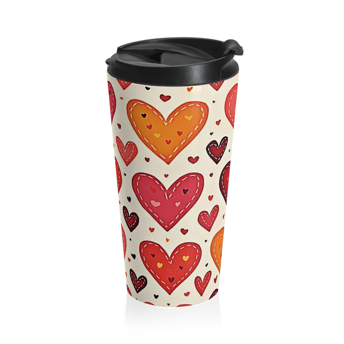Hand Drawn Hearts Stainless Steel Travel Mug | Valentine Pattern
