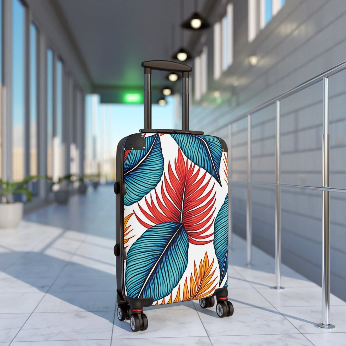 Tropical Leaf Carry-On Suitcase — Colorful Palm Print Travel Luggage