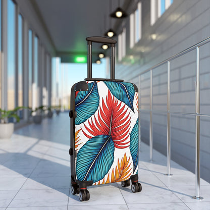 Tropical Leaf Carry-On Suitcase — Colorful Palm Print Travel Luggage