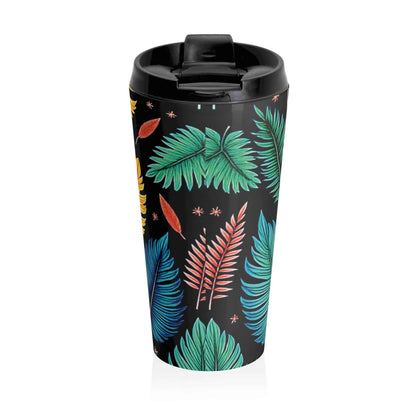 Tropical Leaf Pattern Stainless Steel Travel Mug