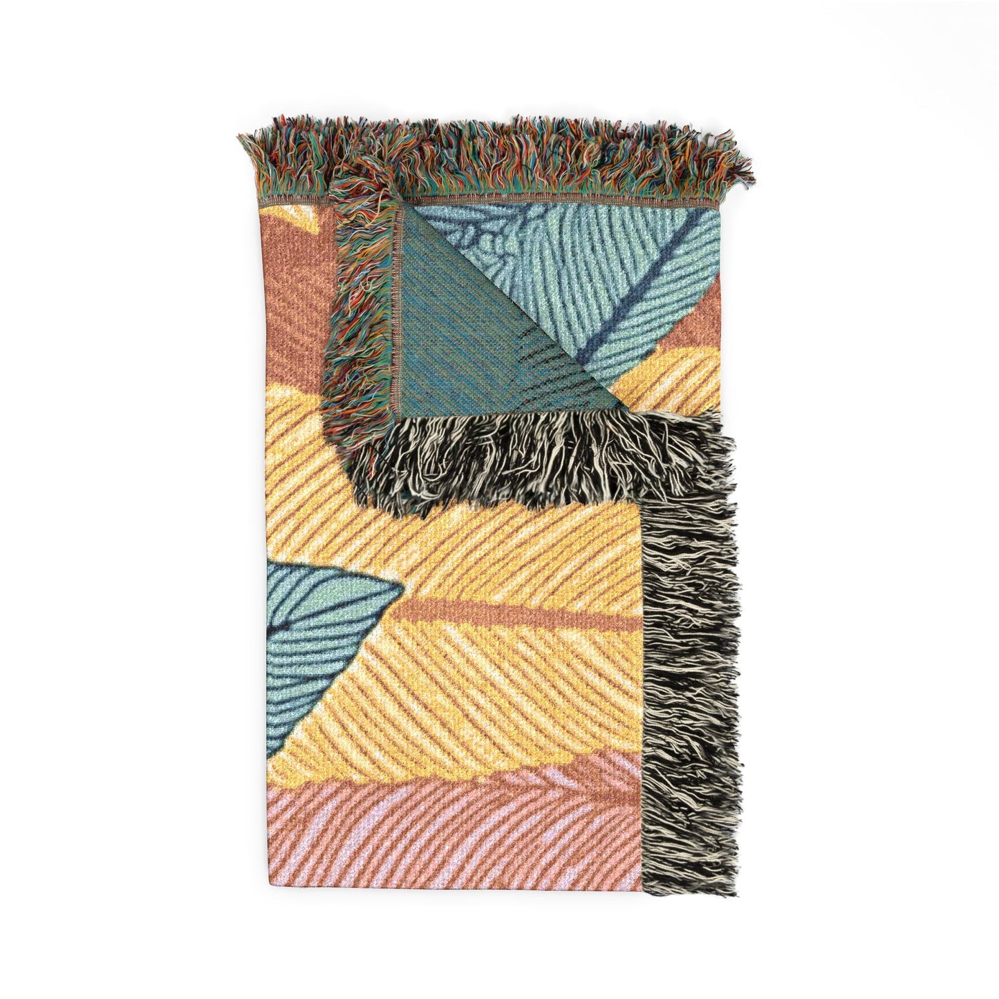 Tropical Leaf Woven Blanket — Boho Throw for Living Room, Bedroom & Patio