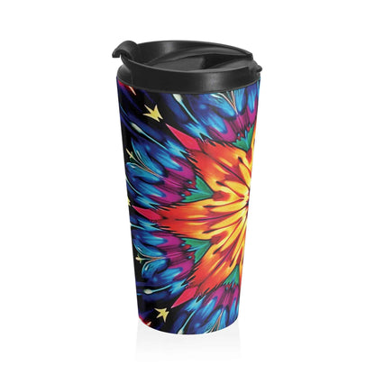Kaleidoscope Star Stainless Steel Travel Mug — Colorful Mandala Insulated Tumbler