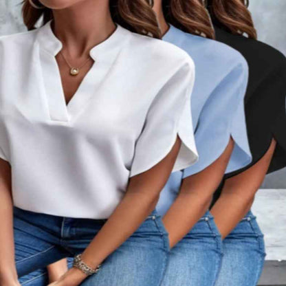 Short-sleeved Chiffon Shirt New V-neck Shirt Women's Casual Versatile Clothing