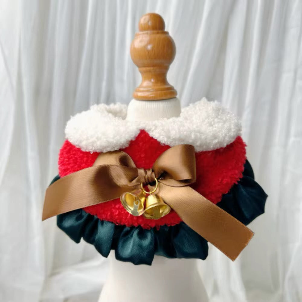 Christmas Pet Bandana – Festive Fur-Trim Holiday Accessory