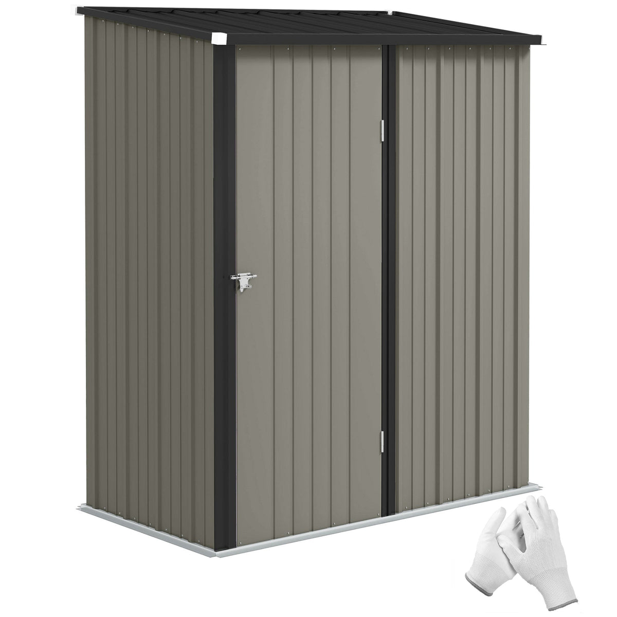 5' x 3' Outdoor Storage Shed, Steel Garden Shed with Single Lockable Door, Tool Storage Shed for Backyard, Black