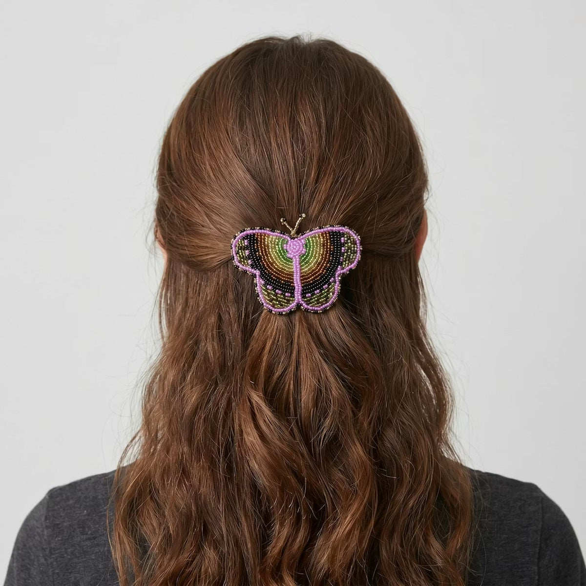 Yellow Butterfly Beaded Barrette