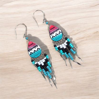 Small Sized Southwestern Red and Turquoise Teardrop Earrings