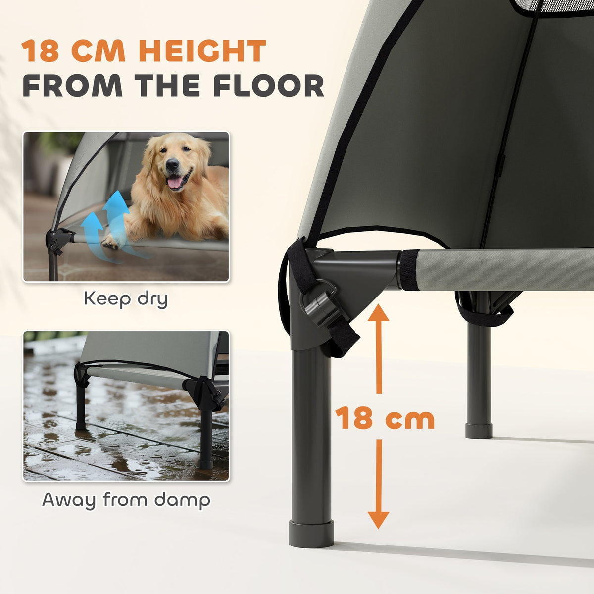 Elevated Dog Bed with Canopy Raised Dog Bed Washable Mesh Steel Frame 41.7" x 29.9" x 39" Coffee