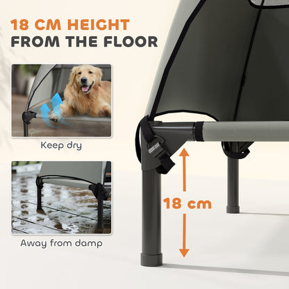 Elevated Dog Bed with Canopy Raised Dog Bed Washable Mesh Steel Frame 41.7" x 29.9" x 39" Coffee