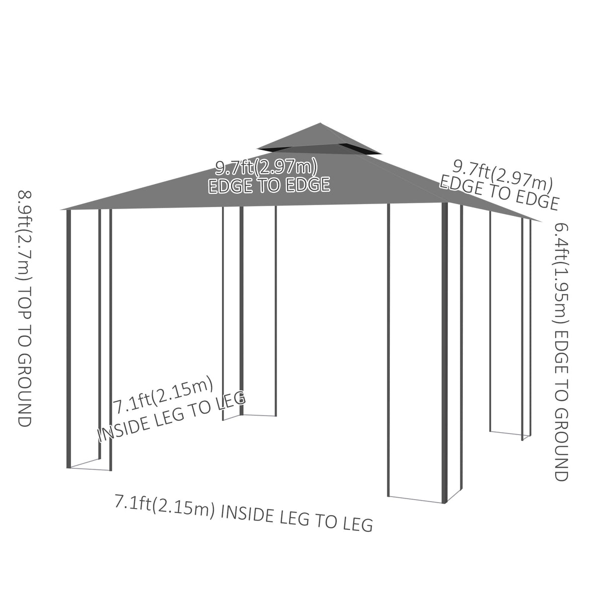 10'x10' Garden Gazebo Patio Canopy Portable Party Event Backyard w/ Mosquito Netting Coffee