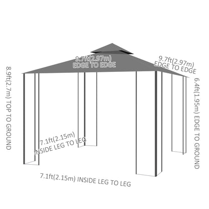 10'x10' Garden Gazebo Patio Canopy Portable Party Event Backyard w/ Mosquito Netting Coffee