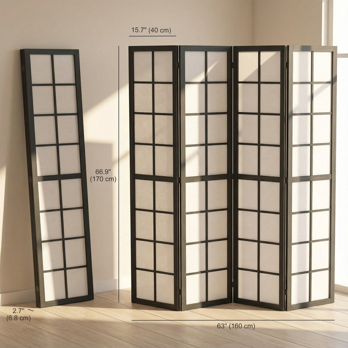 3 Panel Room Divider, 5.6 ft Folding Wall Divider Room Partition for Home Office, Bedroom, Black