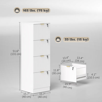 Lockable Filing Cabinet with 2 Fluted Drawers, File Cabinet with Adjustable Hanging Rails for A4 Letter Files, Black