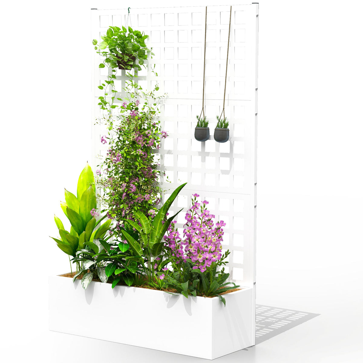Galvanized Raised Garden Bed Planter Box with Trellis for Climbing Plants, Vegetable, Vines, 35" x 16" x 70", Black