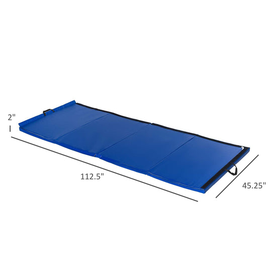 4'x10'x2" Folding Gymnastics Tumbling Mat, Exercise Mat with Carrying Handles for Yoga, MMA, Martial Arts, Dark Blue