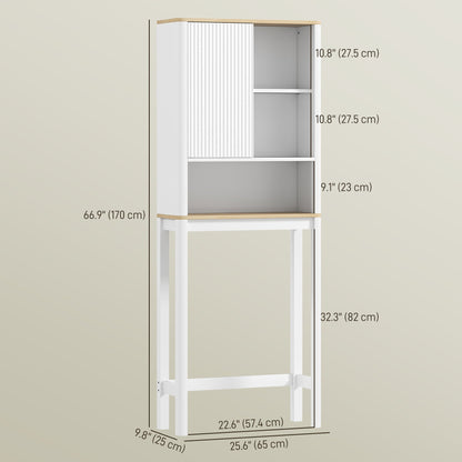 Over The Toilet Storage Cabinet, Bathroom Space Saver Cabinet with Adjustable Shelf, Bathroom Organizer, White