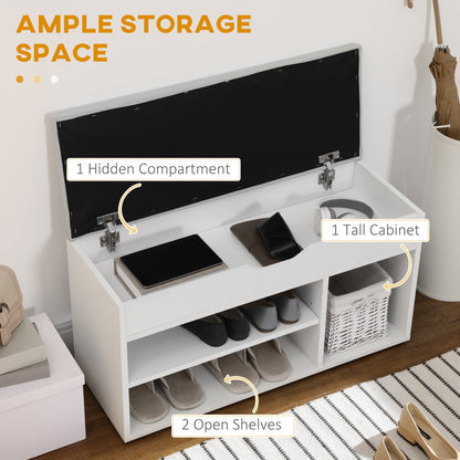Shoe Bench Entryway Storage Rack with Padded Cushion, Hidden Storage for Hallway, Living Room, Natural