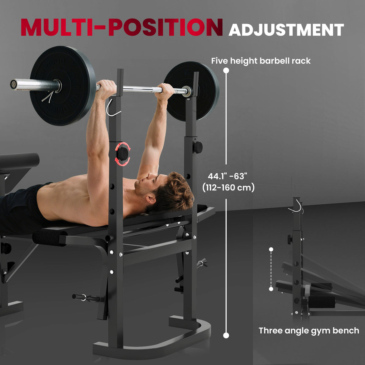 Adjustable Weight Bench with Bench Press Rack, Preacher Curl Bench, Leg Extension and Lat Pull Down