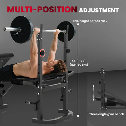 Adjustable Weight Bench with Bench Press Rack, Preacher Curl Bench, Leg Extension and Lat Pull Down