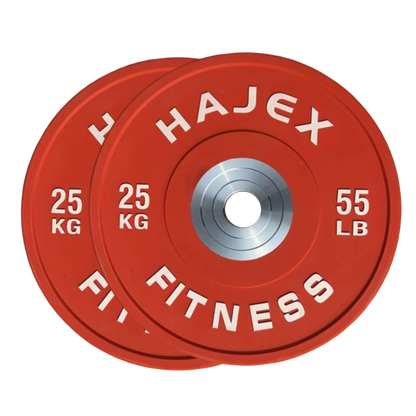 HAJEX Olympic Competition Steel Hub Bumper Plates Colored - 15, 25, 35, 45, 55 LB