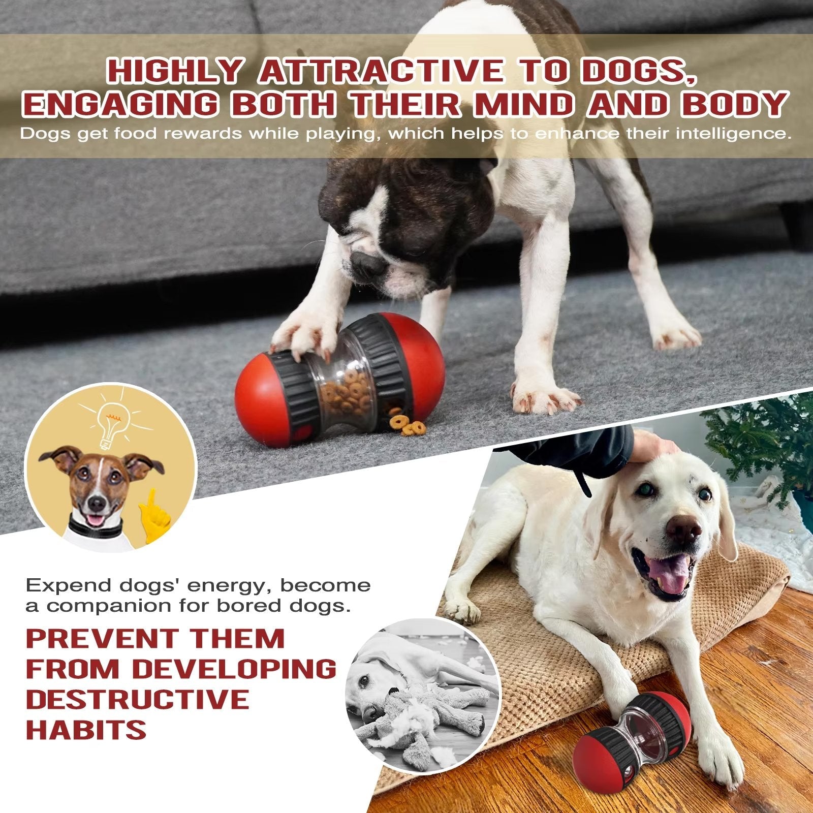 Interactive Slow Feeder Oval Toy – Dog Food Dispenser