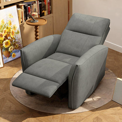 Power Recliner Chair, Dyed Fabric (Like Leathaire) Upholstered Recliner Chair with USB Ports, Footrest, Beige