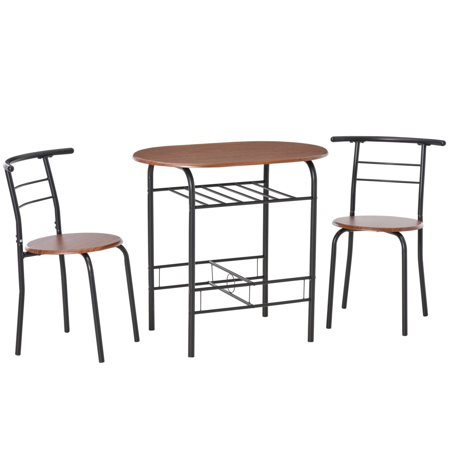 Foden 3-Piece Dining Set with Shelf, for Small Spaces-Natural Brown