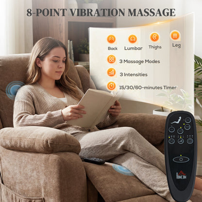 Massage Recliner Chair, Power Recliner with Quiet Brushless Motor, Remote, Pockets, 2 Memory Positions, Beige