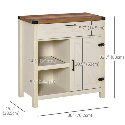 Rustic Barn Door Storage Cabinet Modern Farmhouse Buffet Sideboard for Kitchen & Dining Room Dark Oak