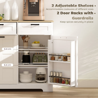 13 Gallon Tilt Out Garbage Cabinet, Kitchen Island with Trash Cabinet, 2 Drawers, Door Racks, Adjustable Shelves, Black