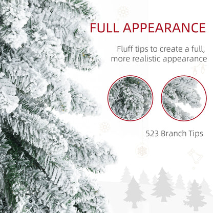 6' Artificial Slim Flocked Christmas Trees, with Snow Frosted Branches, Downswept Shape, Steel Base