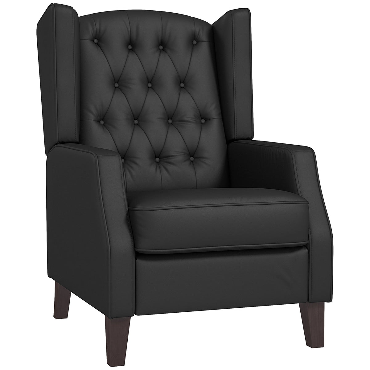 Faux Leather Accent Chair with Thick Padding for Living Room, Bedroom, Home Office, Khaki