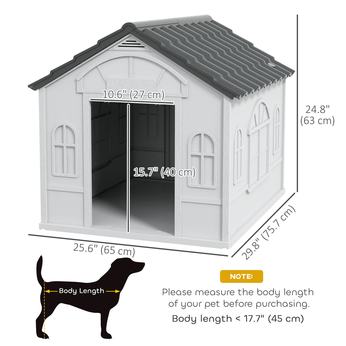 26" Plastic Dog House Outdoor with Air Vents, for Small Medium Dogs, Blue