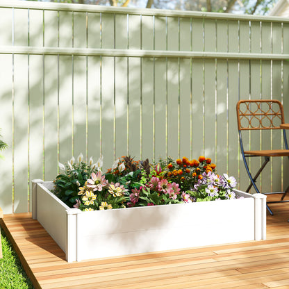 Vinyl Raised Garden Bed Kit, 2 x 2 x 1ft Modular Elevated Garden Box with Slotting Legs and Open Bottom, White
