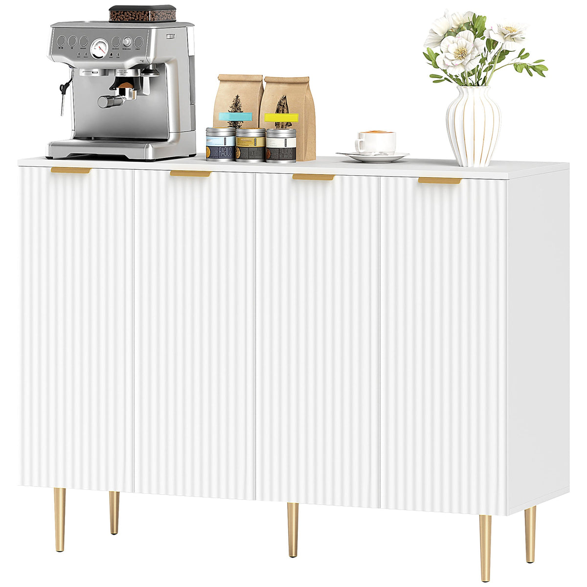 Modern Kitchen Storage Cabinet, Sideboard Buffet Cabinet with Adjustable Shelves for Hallway, Black