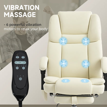 Massage Office Chair, Reclining Executive Office Chair with 6-Point Vibration, Footrest and High Back, Black