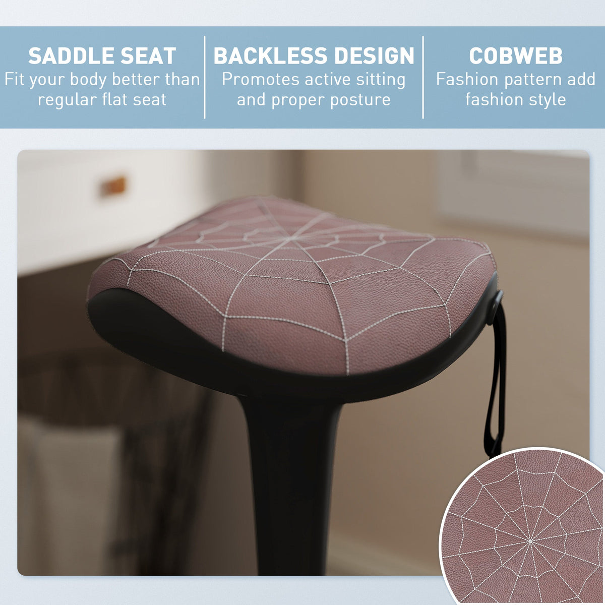 Backless Wobble Stool Chair, Standing Desk Chair, Adjustable Learning Stool for Office Desks, with Rocking Motion, Brown