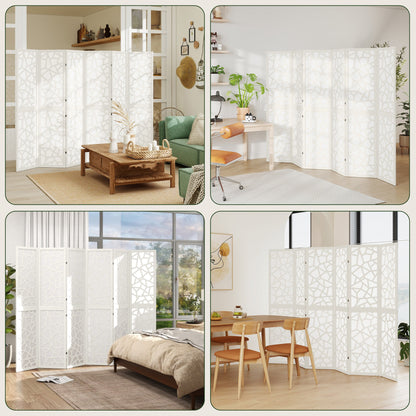 4 Panel Room Divider, 5.6 FT Lightweight Folding Privacy Screen with Geometric Pattern for Living Room, Bedroom, Black